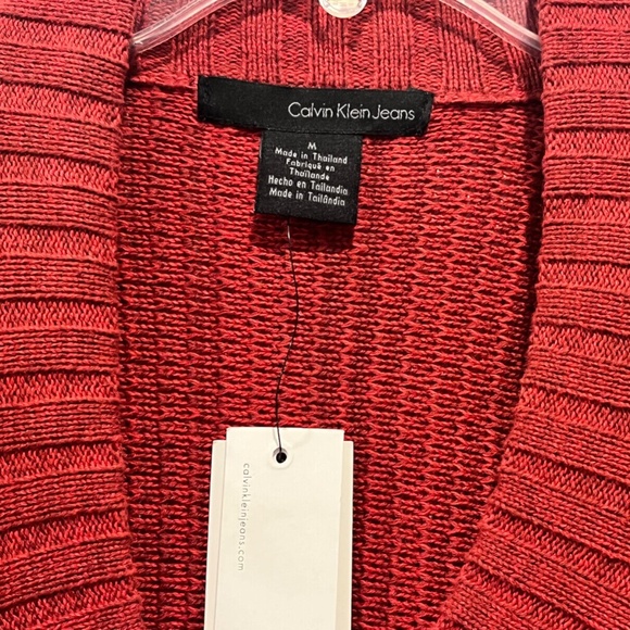 COPY - Calvin Klein Juniors Red Fit & Flare Cotton Knit Open Front Cardigan Swe… - Picture 7 of 12